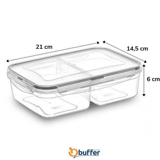 2 Bölmeli Sızdırmaz Contalı Kilitli Kapaklı 1 Litre Erzak Saklama Kabı -LC505 2 Bölmeli Sızdırmaz Contalı Kilitli Kapaklı 1 Litre Erzak Saklama Kabı -LC505