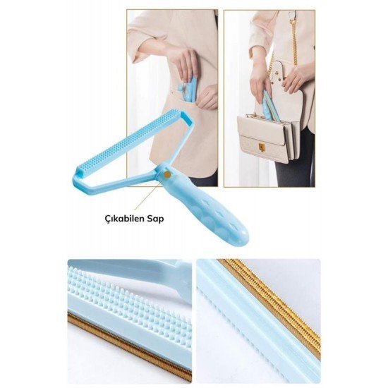 Çift Taraflı Elbise Kazak Plastik Kumaş Tüy Alma ve Tiftik Temizleyici Toplayıcı Taşınabilir