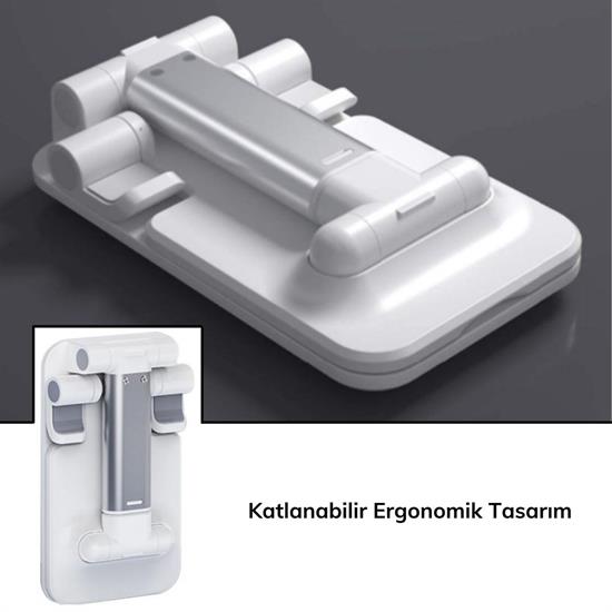 Beyaz Aynalı Cep Telefonu Sabitleyici Stand Katlanabilir Ayarlanabilir Telefon Standı Beyaz Aynalı Cep Telefonu Sabitleyici Stand Katlanabilir Ayarlanabilir Telefon Standı