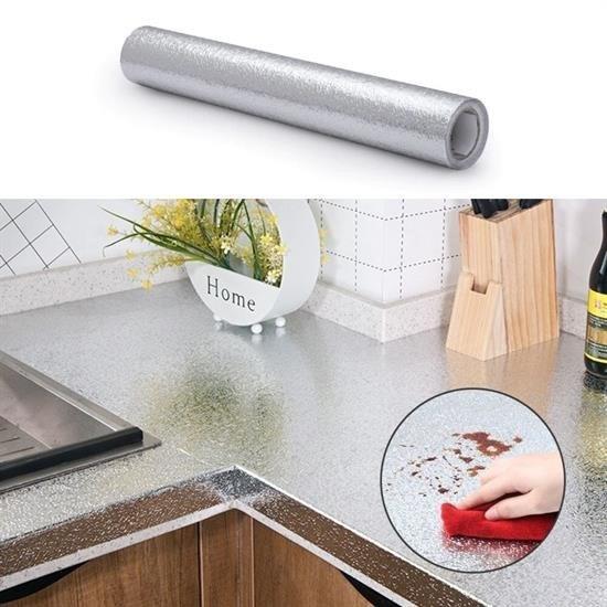 10 Metre Kendinden Yapışkanlı Silinebilir Mutfak Tezgah Üstü Sticker Folyo Gümüş Renk 10 Metre Kendinden Yapışkanlı Silinebilir Mutfak Tezgah Üstü Sticker Folyo Gümüş Renk
