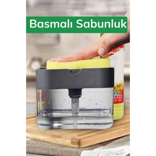 İkisi Bir Arada Basmalı Pratik Sıvı Sabunluk Pompası ve Bulaşık Yıkama Süngeri Haznesi İkisi Bir Arada Basmalı Pratik Sıvı Sabunluk Pompası ve Bulaşık Yıkama Süngeri Haznesi