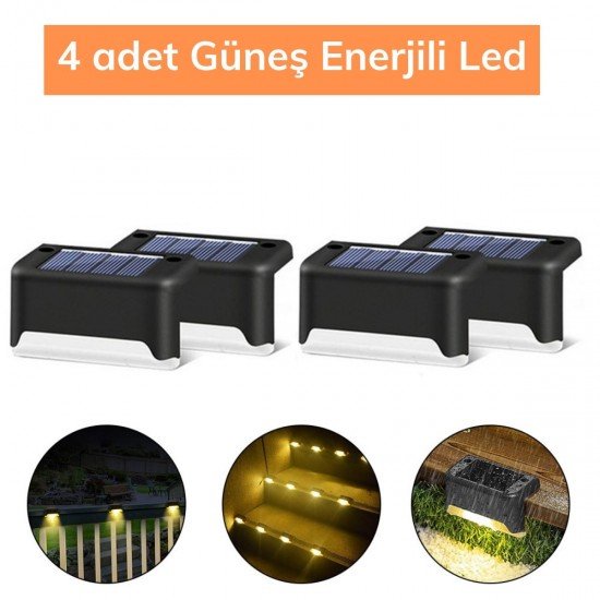 Solar Güneş Enerjili Şarj Edilen Köşebent Merdiven Veranda Bahçe Yolu Led Lamba Işık 4 Adet Solar Güneş Enerjili Şarj Edilen Köşebent Merdiven Veranda Bahçe Yolu Led Lamba Işık 4 Adet