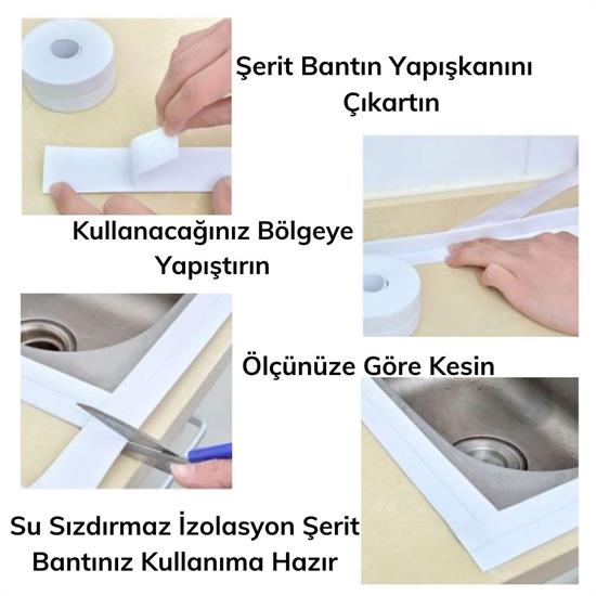 Su Sızdırmaz Banyo Mutfak Lavabo Küvet İzolasyon Şerit Bant Su Sızdırmaz Banyo Mutfak Lavabo Küvet İzolasyon Şerit Bant