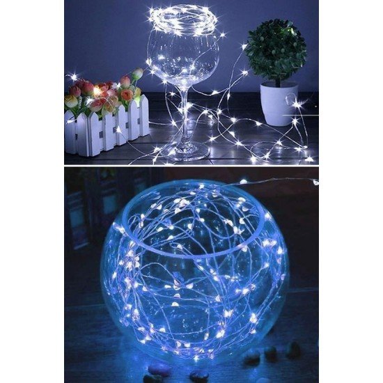 Pilli 5 metre Dekoratif Peri Led Beyaz Aydınlatma Süsleme Lambası