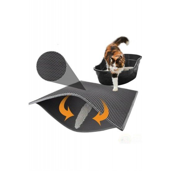 Kedi Tuvalet Önü Kum Toplayıcı Temizleyici Elekli Gri Paspas Kedi Tuvalet Önü Kum Toplayıcı Temizleyici Elekli Gri Paspas