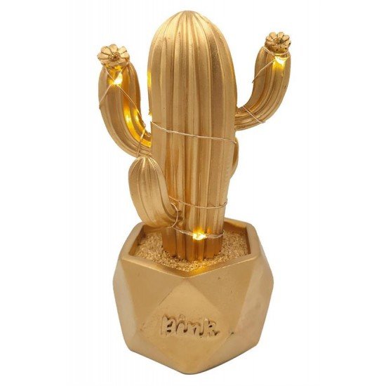 Led Işıklı Sevimli Kaktüs Dekoratif Masa Lambası Mini Biblo Gece Lambası-GOLD Led Işıklı Sevimli Kaktüs Dekoratif Masa Lambası Mini Biblo Gece Lambası-GOLD