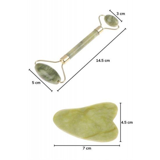 Çift Taraflı 2li Cilt Yüz Masaj Aleti Jade Roller Yeşim  Taşı Seti