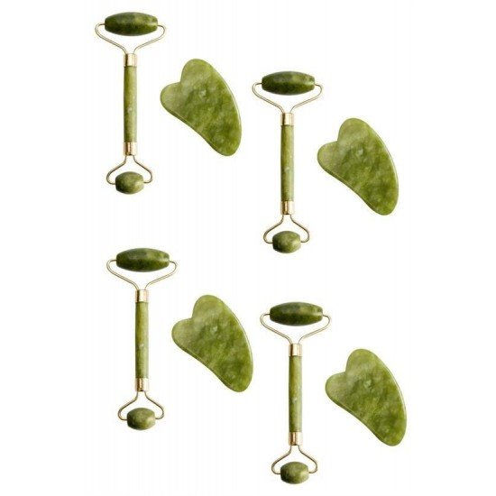 Çift Taraflı 2li Cilt Yüz Masaj Aleti Jade Roller Yeşim  Taşı Seti