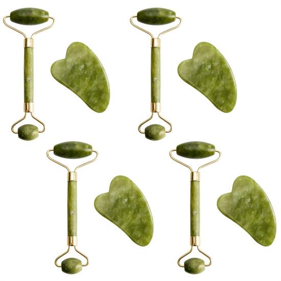 Çift Taraflı 2li Cilt Yüz Masaj Aleti Jade Roller Yeşim  Taşı Seti