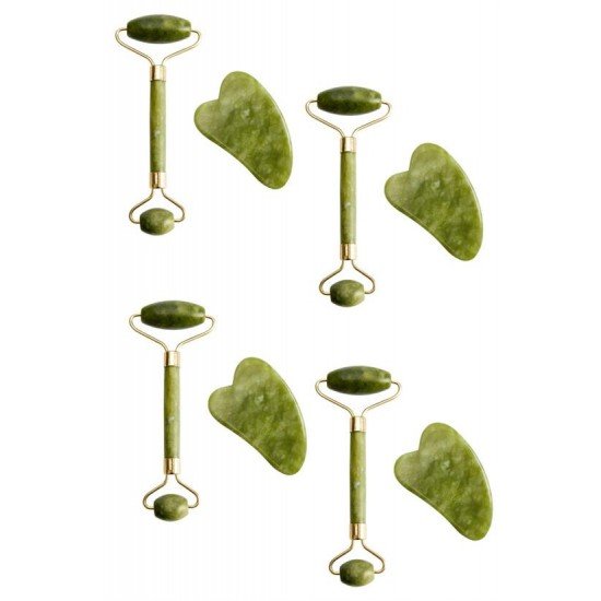 Çift Taraflı 2li Cilt Yüz Masaj Aleti Jade Roller Yeşim  Taşı Seti