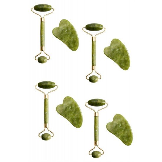 Çift Taraflı 2li Cilt Yüz Masaj Aleti Jade Roller Yeşim  Taşı Seti