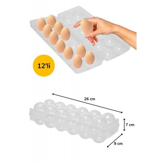 12li Şeffaf Kapaklı Kilitli Yumurta Saklama Kabı Kutusu Aparatı 12li Şeffaf Kapaklı Kilitli Yumurta Saklama Kabı Kutusu Aparatı