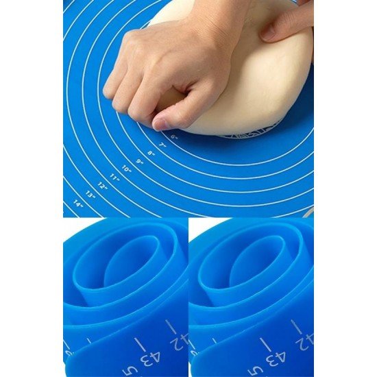 40*50 cm Silikon Ölçekli Kullanımı Kolay Hamur Açma Matı Ekmek Mantı Makarna Hamuru Yoğurma  Matı