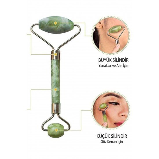 2li Set Çift Taraflı Cilt Temizleme Fırçası ve Yeşim Taşı Çift Taraflı Cilt Masaj Aleti