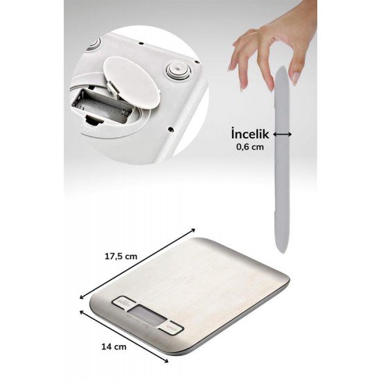 TF 1002 Hassas Ölçümlü Maksimum 5 Kg Kapasiteli Led Ekran Platin Dijital Mutfak Tartısı TF 1002 Hassas Ölçümlü Maksimum 5 Kg Kapasiteli Led Ekran Platin Dijital Mutfak Tartısı
