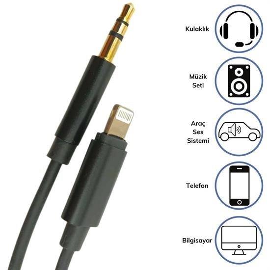 Aux Araç Dönüştürücü Ses Kablosu 3.5 mm Jack Girişli