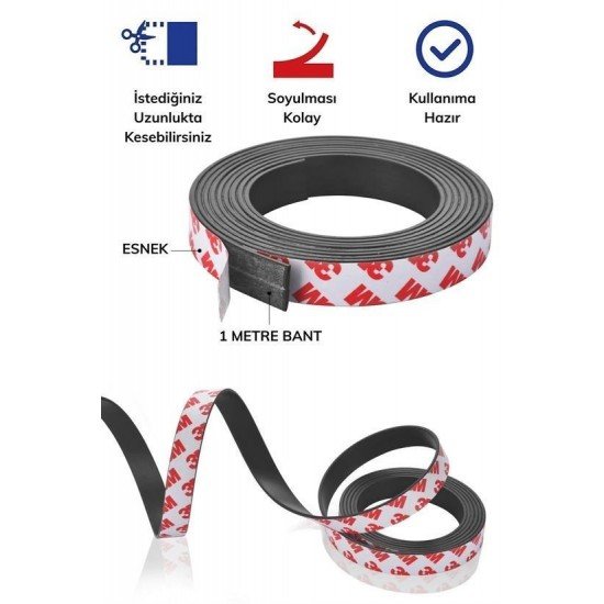 Yapışkanlı Şerit Mıknatıs Magnet Kes Kullan Güçlü Sağlam Rulo Çıkarılması Kolay Siyah 2cm x 1 mt Yapışkanlı Şerit Mıknatıs Magnet Kes Kullan Güçlü Sağlam Rulo Çıkarılması Kolay Siyah 2cm x 1 mt