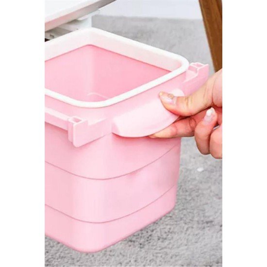 Mini Masa Çöp Kovası Plastik Tezgah Altı Geri Çekilebilir Yapışkanlı Görünmez Bölme Pratik