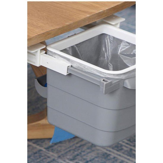 Mini Masa Çöp Kovası Plastik Tezgah Altı Geri Çekilebilir Yapışkanlı Görünmez Bölme Pratik