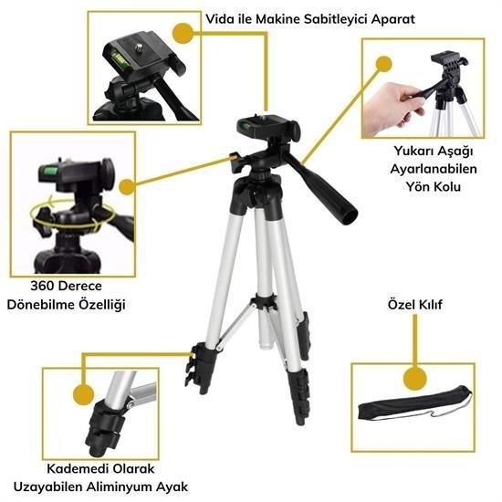 Taşıma Çantalı 130 cm Profesyonel Alüminyum Kamera Tripodu Taşıma Çantalı 130 cm Profesyonel Alüminyum Kamera Tripodu