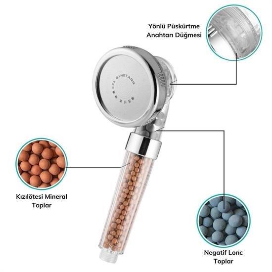 %50 Su Tasarruflu ve Arıtmalı Doğal Taşlı Banyo El Duş Başlığı %50 Su Tasarruflu ve Arıtmalı Doğal Taşlı Banyo El Duş Başlığı