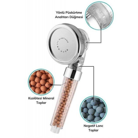 %50 Su Tasarruflu ve Arıtmalı Doğal Taşlı Banyo El Duş Başlığı %50 Su Tasarruflu ve Arıtmalı Doğal Taşlı Banyo El Duş Başlığı