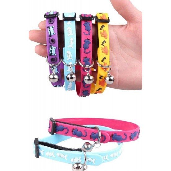 Çıngıraklı Zilli Sevimli Renkli Slikon Kedi Köpek Boyun Tasması Çıngıraklı Zilli Sevimli Renkli Slikon Kedi Köpek Boyun Tasması