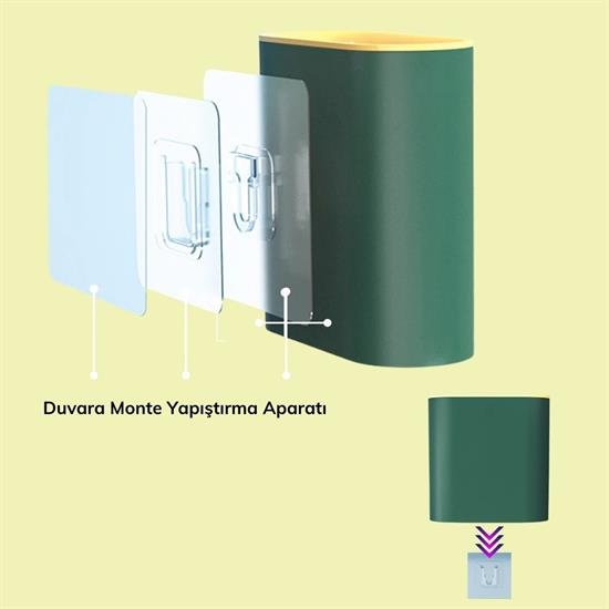 Duvara Monte Edilebilir Kapaklı Askılı Klozet Yumuşak Silikon Başlıklı Tuvalet Fırçası Seti 