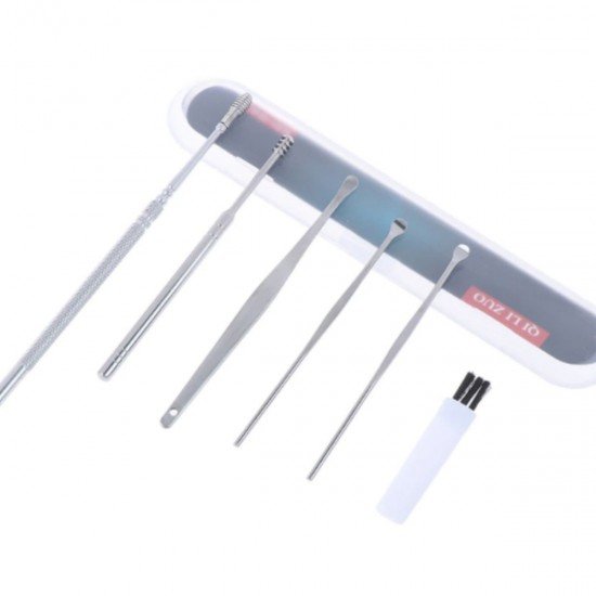 6 Parça Paslanmaz Çelik Kulak Balmumu Toplayıcı Çıkarıcı Temizleyici Bakımı Çubuk Seti