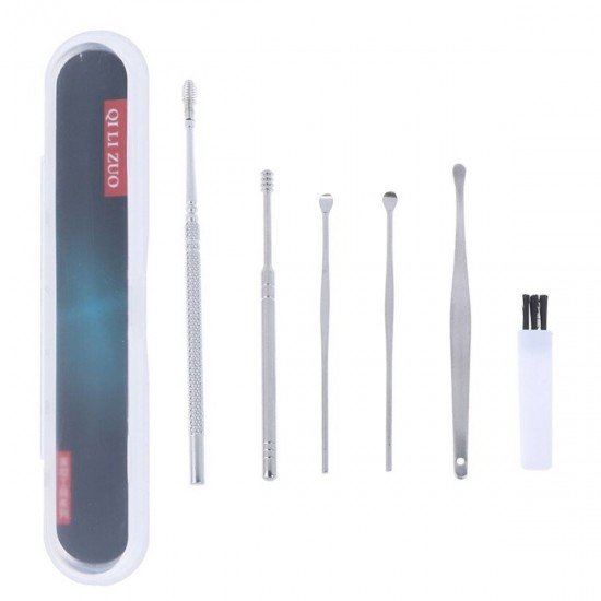 6 Parça Paslanmaz Çelik Kulak Balmumu Toplayıcı Çıkarıcı Temizleyici Bakımı Çubuk Seti