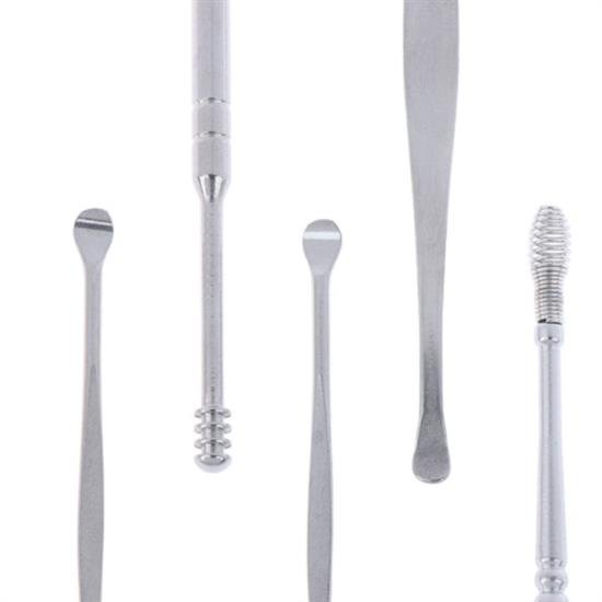 6 Parça Paslanmaz Çelik Kulak Balmumu Toplayıcı Çıkarıcı Temizleyici Bakımı Çubuk Seti