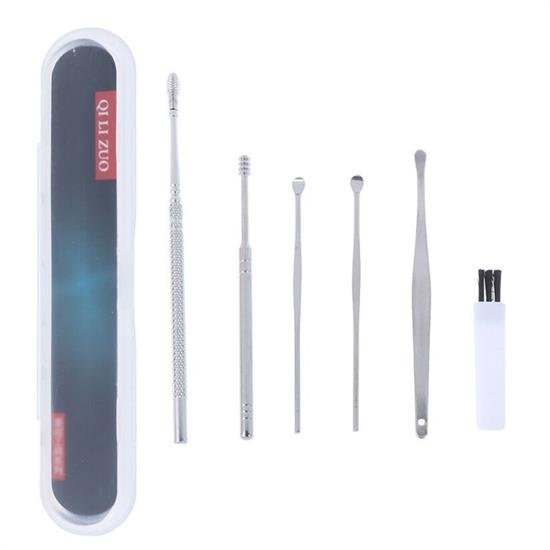 6 Parça Paslanmaz Çelik Kulak Balmumu Toplayıcı Çıkarıcı Temizleyici Bakımı Çubuk Seti