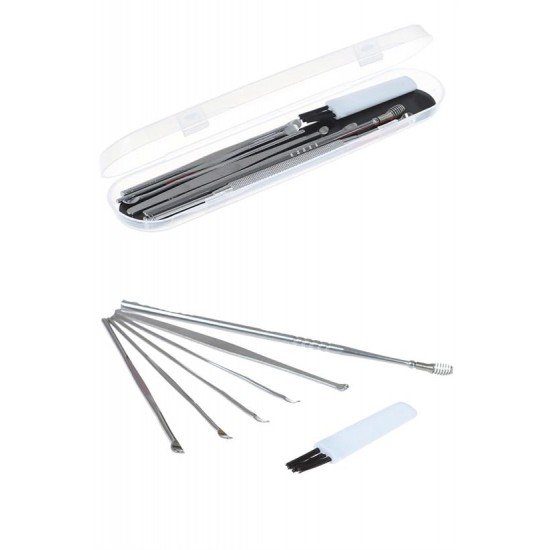 6 Parça Paslanmaz Çelik Kulak Balmumu Toplayıcı Çıkarıcı Temizleyici Bakımı Çubuk Seti