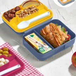 Meyve Suyu Bölmeli - Tabaklı Beslenme Kabı  Diyet Kabı -Çatal Bıçak Kaşık Dahildir