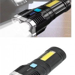 4 Fonksiyonlu Cob LED El Feneri USB Şarjlı Su Geçirmez Lamba Yürüyüş Seyahat Acil Durum Işığı 4 Fonksiyonlu Cob LED El Feneri USB Şarjlı Su Geçirmez Lamba Yürüyüş Seyahat Acil Durum Işığı