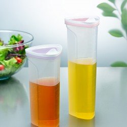 1 Adet Üçgen Basmatik Kapaklı Ölçekli Sıvı Yağlık  Sosluk 1000 ML