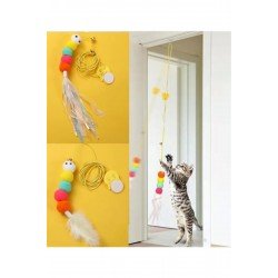 Elastik Tırtıl Kedi Oyuncağı Vantuzlu Lastikli Kedi Kelebek Yakalama Egzersiz Oyuncağı Elastik Tırtıl Kedi Oyuncağı Vantuzlu Lastikli Kedi Kelebek Yakalama Egzersiz Oyuncağı