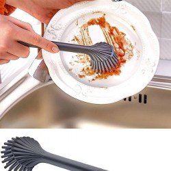 İstiridye Silikon Başlıklı Bulaşık Yıkama Fırçası - Lavabo Temizleme - Mutfak Tezgah Fırçası 