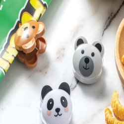 3 Adet Sevimli Hayvan Figürlü Poşet Klipsleri Hava Geçirmez Mutfak ve Gıda Torbası Mandalı