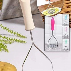 Plastik Saplı Delikli Metal Paslanmaz Patates Muz Yumurta Ezici Püre Yapıcı 
