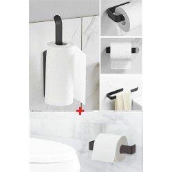 2 Lİ Set Mat Siyah Metal Kağıt Havlu Askısı Ve Tuvalet Kağıtlığı Vida veya Yapıştırmalı  Set 2 Lİ Set Mat Siyah Metal Kağıt Havlu Askısı Ve Tuvalet Kağıtlığı Vida veya Yapıştırmalı  Set