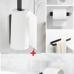 2 Lİ Set Mat Siyah Metal Kağıt Havlu Askısı Ve Tuvalet Kağıtlığı Vida veya Yapıştırmalı  Set 2 Lİ Set Mat Siyah Metal Kağıt Havlu Askısı Ve Tuvalet Kağıtlığı Vida veya Yapıştırmalı  Set