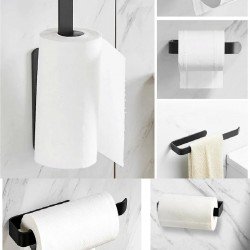 Mat Siyah Metal Kağıt Havlu Askısı – Mutfak Banyo Havlu Tutacağı Askısı Vida veya Yapıştırmalı  Mat Siyah Metal Kağıt Havlu Askısı – Mutfak Banyo Havlu Tutacağı Askısı Vida veya Yapıştırmalı