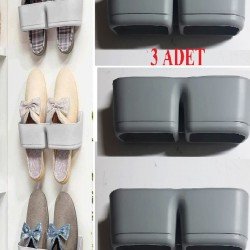 3 Adet Banyo Terlik Tutucu - Kapı Arkası Pratik Raf - Terlik Tutucu 