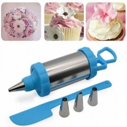 Paslanmaz Çelik Krema Pompası – 4 Uçlu Pasta Kek Süsleme Krema Şekillendirme Spatula Aparatı Seti Paslanmaz Çelik Krema Pompası – 4 Uçlu Pasta Kek Süsleme Krema Şekillendirme Spatula Aparatı Seti