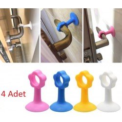 Renkli Vantuzlu Geçmeli Kapı Kolu Stoper 4lü Set Renkli Vantuzlu Geçmeli Kapı Kolu Stoper 4lü Set