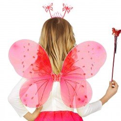 Kırmızı Renk Çocuk Kelebek Kanadı Tacı ve Asa Seti 50 cm Kırmızı Renk Çocuk Kelebek Kanadı Tacı ve Asa Seti 50 cm