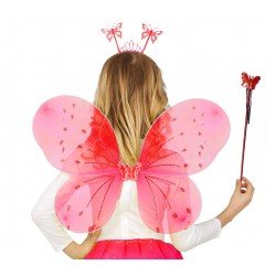 Kırmızı Renk Çocuk Kelebek Kanadı Tacı ve Asa Seti 50 cm Kırmızı Renk Çocuk Kelebek Kanadı Tacı ve Asa Seti 50 cm