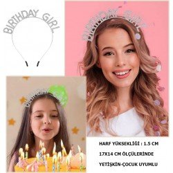 Kristal Taşlı Gümüş Birthday Girl Yazılı Doğum Günü Parti Tacı 19x11 cm Kristal Taşlı Gümüş Birthday Girl Yazılı Doğum Günü Parti Tacı 19x11 cm