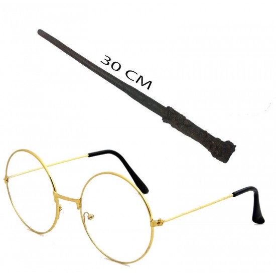 Harry Potter Asası 30 cm ve Metal Harry Potter Gözlüğü